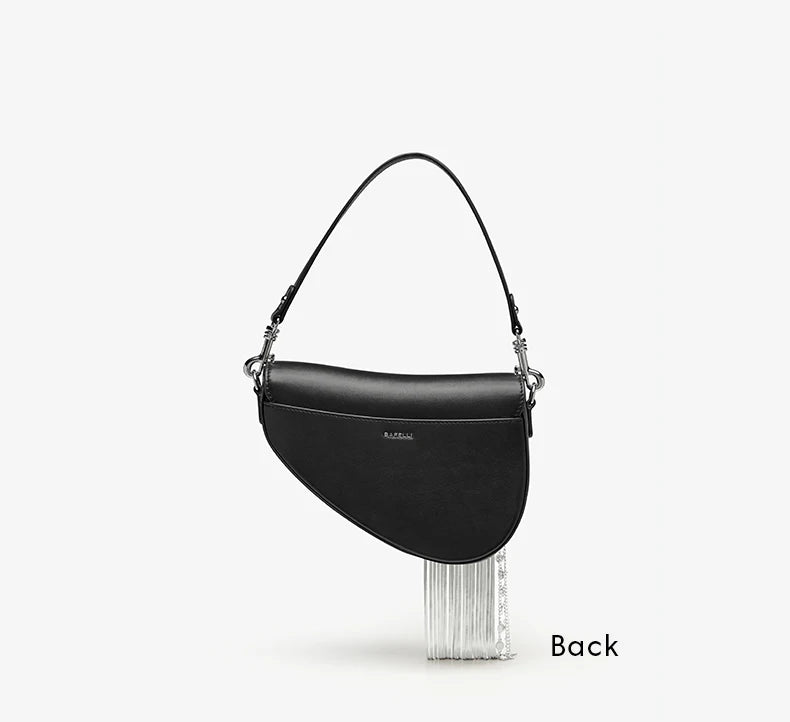 Genuine Leather Saddle Crossbody and Shoulder Bag – Tassel Flap Design