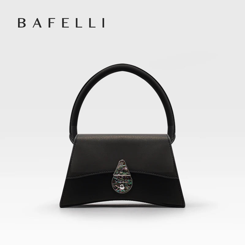 Genuine Leather Half Moon Shoulder Bag – Floral Lock Design