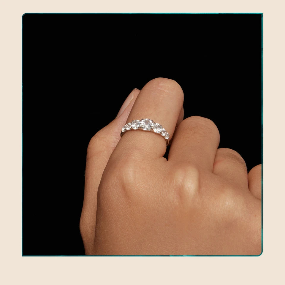 Delicate Moissanite Ring – 925 Sterling Silver Classic Wedding Band