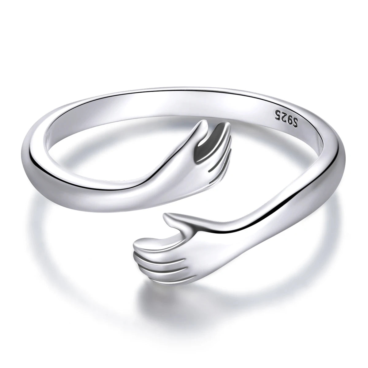 925 Sterling Silver Hug Ring with Open Adjustable Design