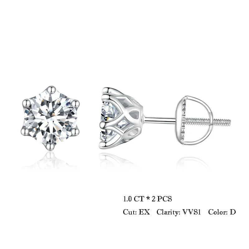 D Color Moissanite Stud Earrings – 925 Sterling Silver