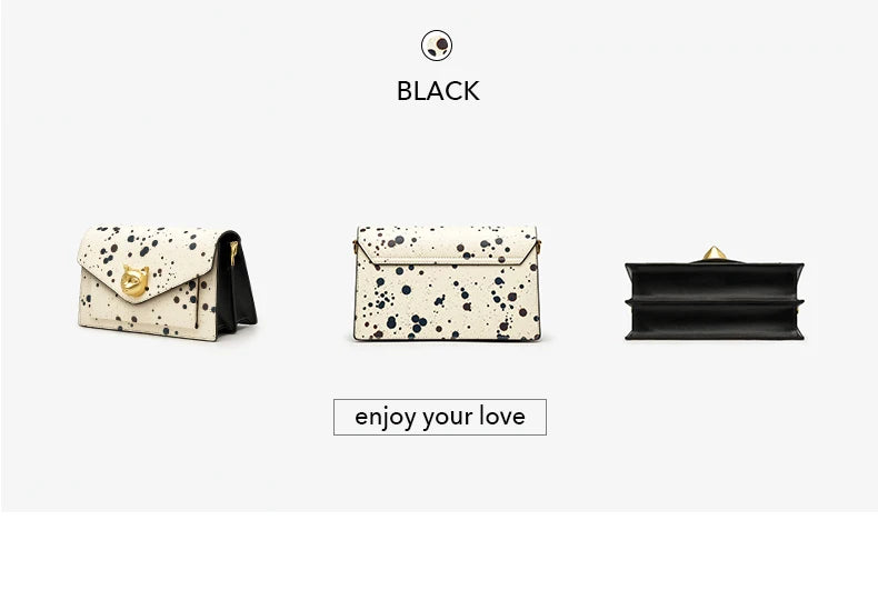 Genuine Leather Floral Flap Bag with Hasp Closure