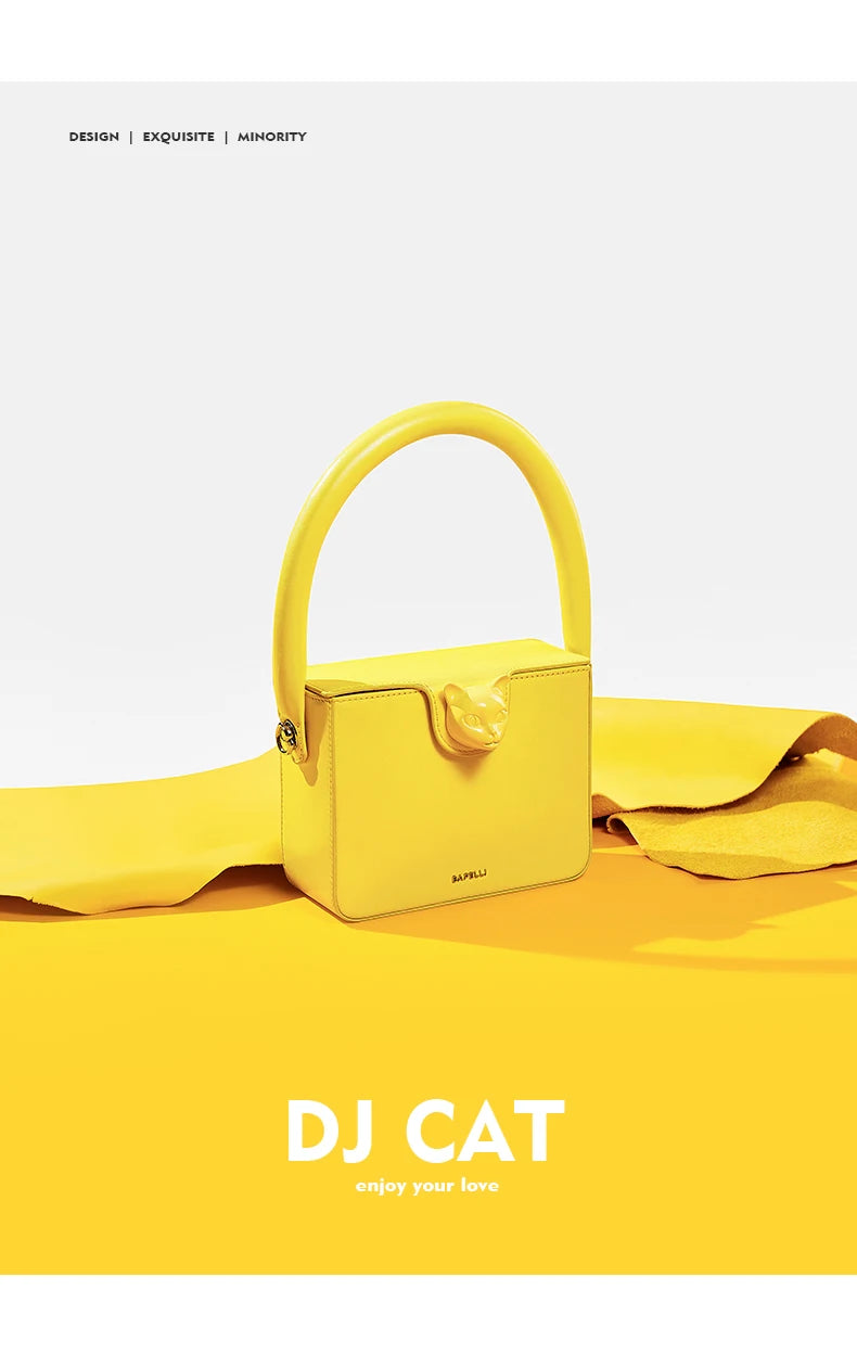 Boxy Genuine Leather Flap Bag – Cartoon Lock Design