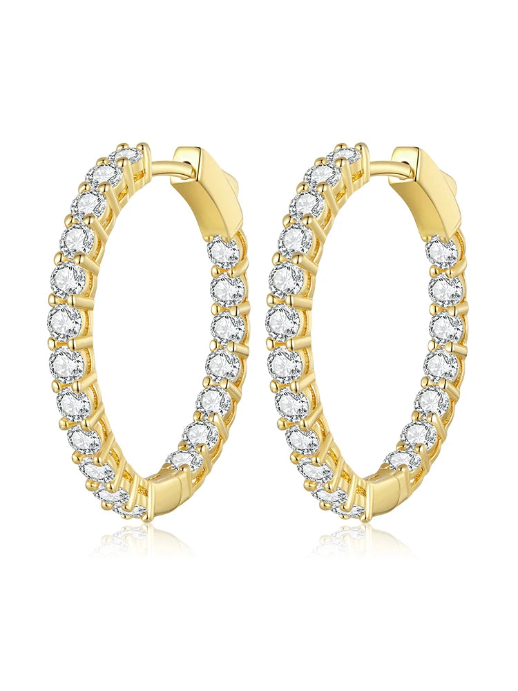 Cubic Zirconia Round Stud Earrings with Screw-Back Closure