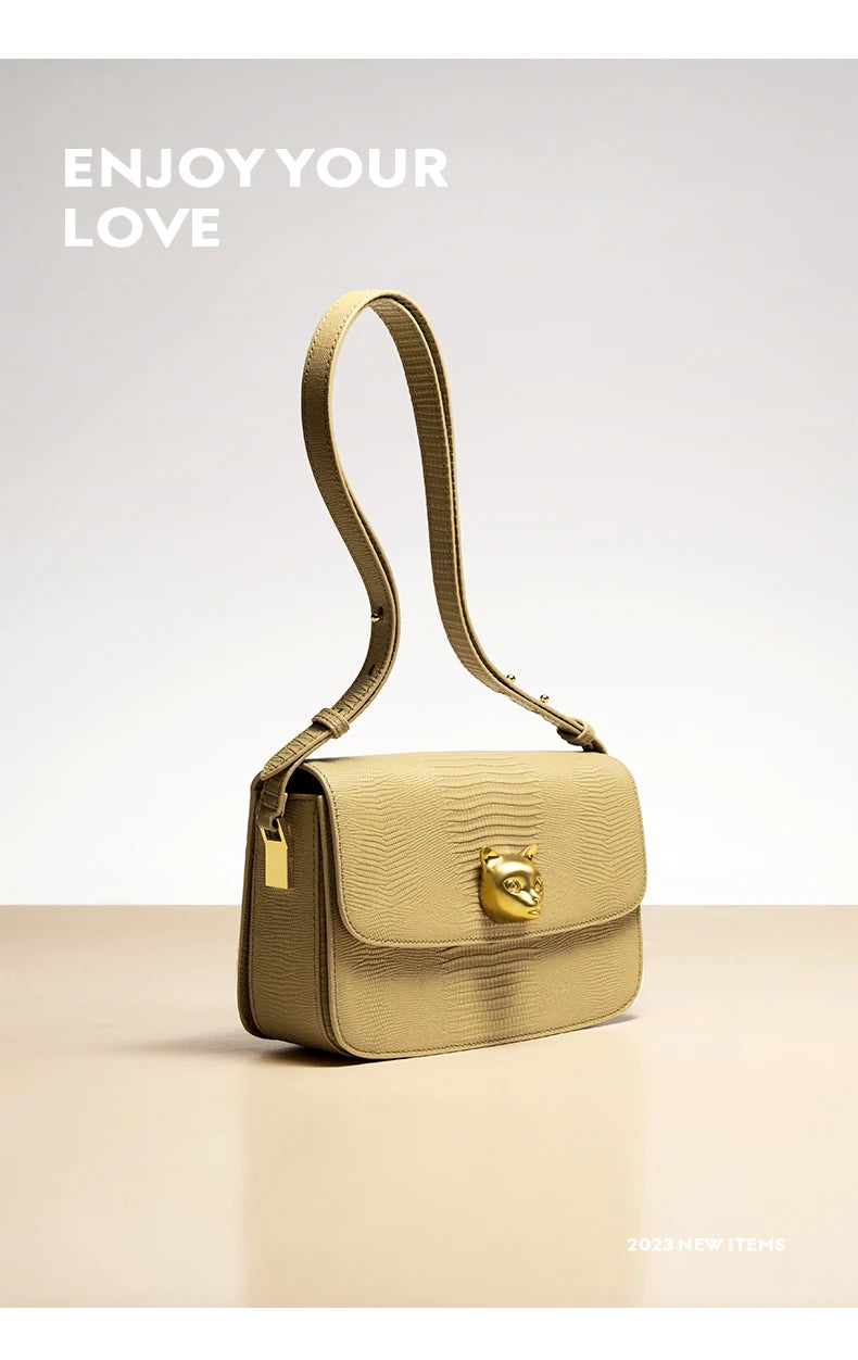 Boxy Genuine Leather Crossbody and Shoulder Bag