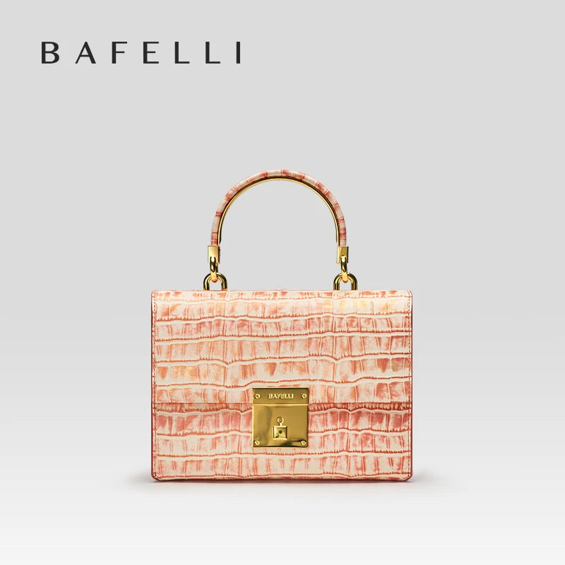 Genuine Leather Flap Shoulder Bag – Gold Lock Elegance