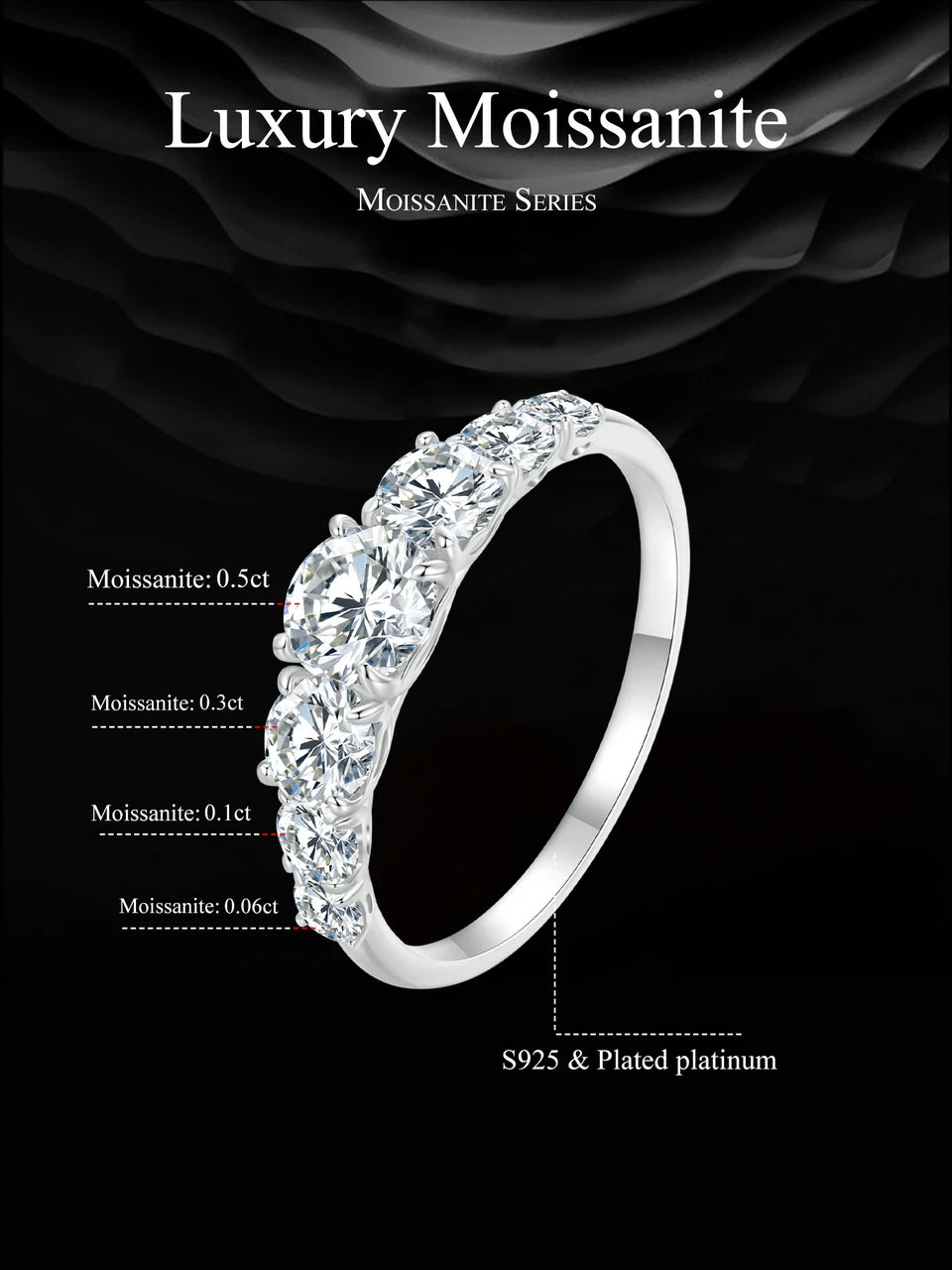 Delicate Moissanite Ring – 925 Sterling Silver Classic Wedding Band