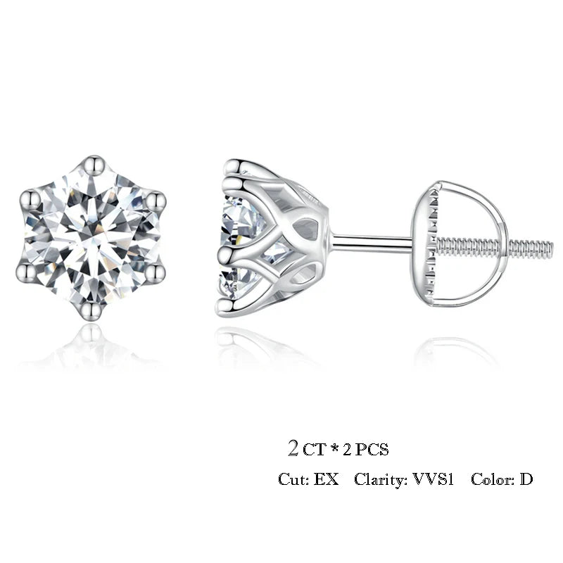 D Color Moissanite Stud Earrings – 925 Sterling Silver