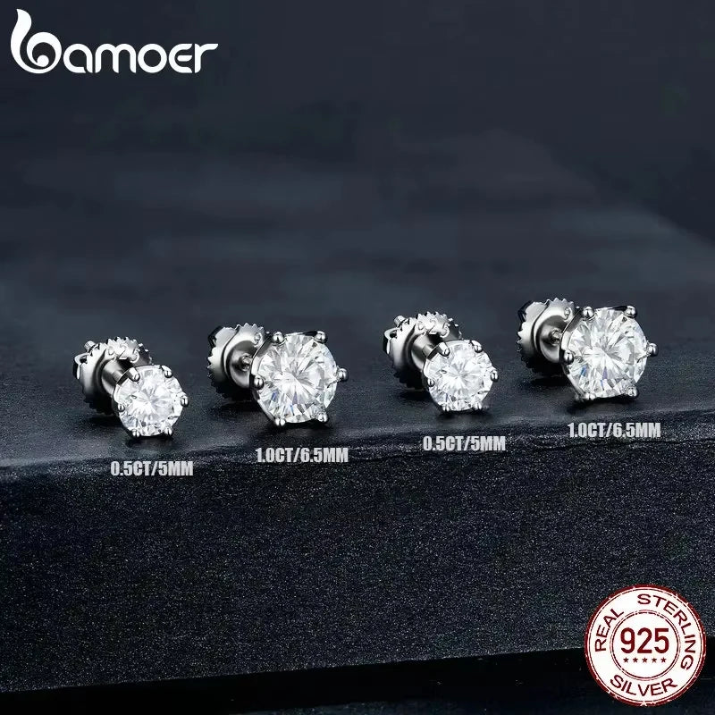 D Color Moissanite Stud Earrings – 925 Sterling Silver