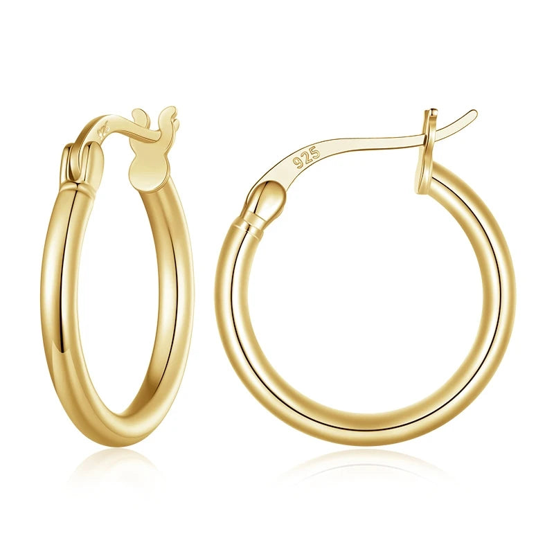 Hoop Earrings – 925 Sterling Silver, White Gold Plated