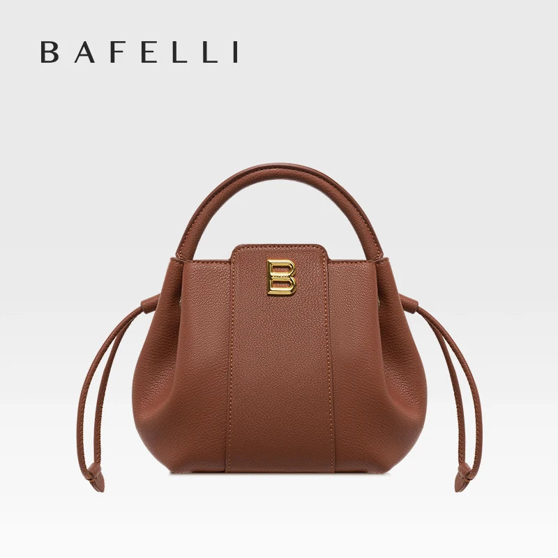 Soft Split Leather Bucket Bag – Casual Flap Shoulder Style