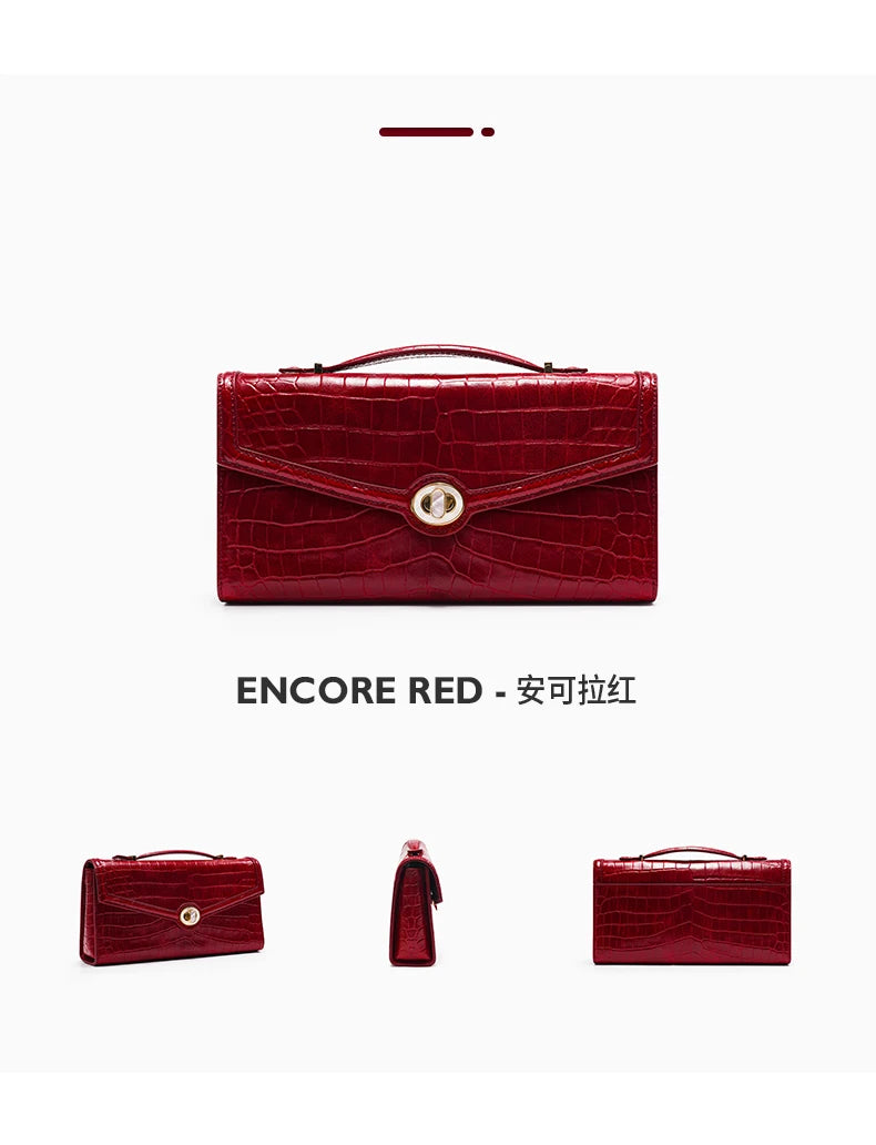Genuine Leather Clutch Bag – Dress Style with Lock Flap