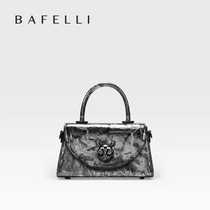 Genuine Leather Shell Handbag – Hasp and Flap Design