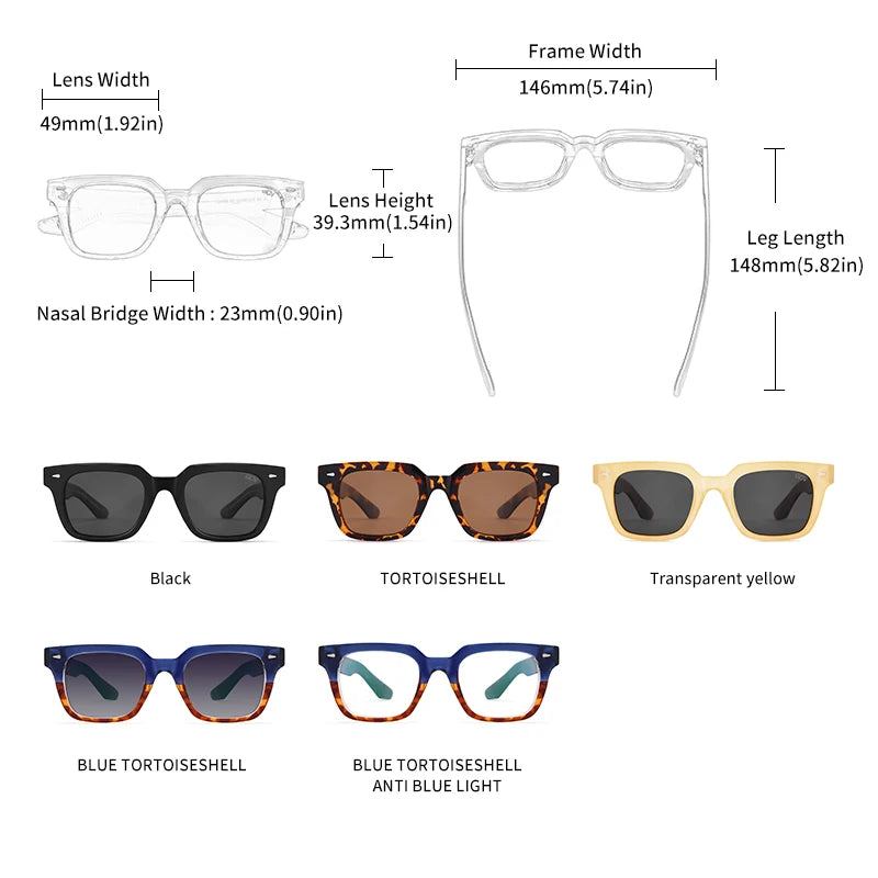 Rectangle Acetate Polarized Vacation Sunglasses