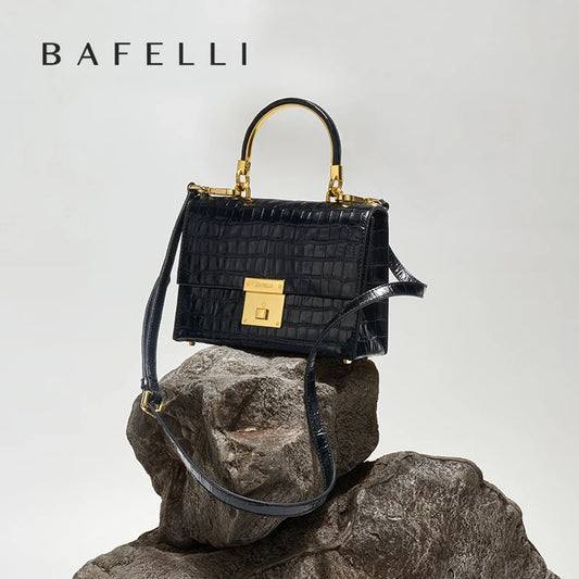 Genuine Leather Animal Print Flap Bag