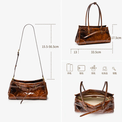 Genuine Leather Vintage Baguette Bag