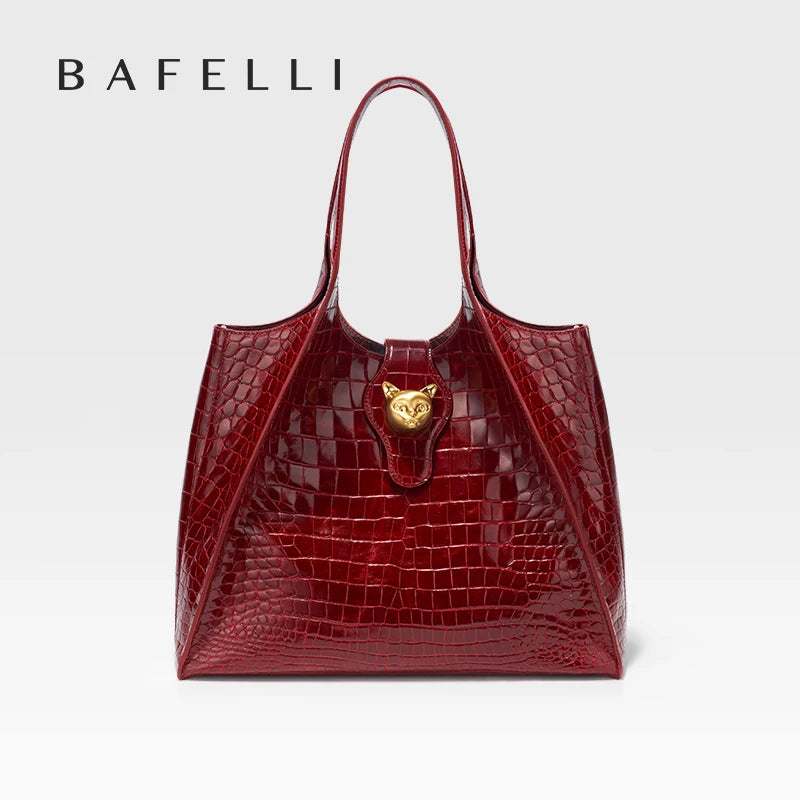 Crocodile Pattern Genuine Leather Tote – Business Commuter Style