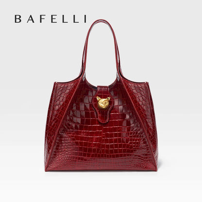 Crocodile Pattern Genuine Leather Tote – Business Commuter Style