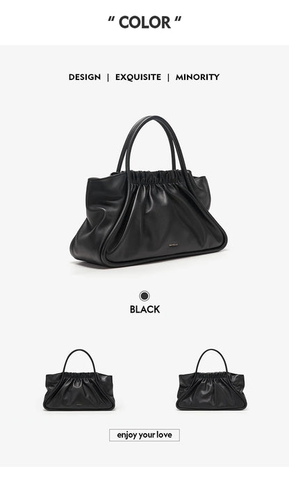 Genuine Leather Doctor Bag – Ruched Design