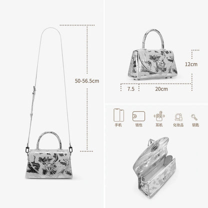 Genuine Leather Shell Handbag – Hasp and Flap Design