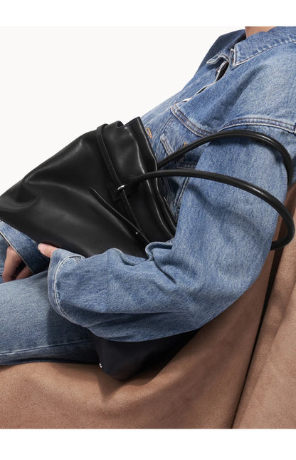 Soft Genuine Leather Underarm Tote – Compact Travel-Inspired Crossbody