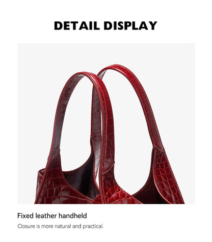 Crocodile Pattern Genuine Leather Tote – Business Commuter Style