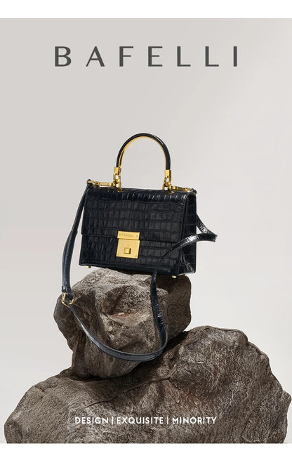 Genuine Leather Animal Print Flap Bag