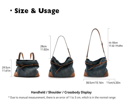 Denim Shoulder and Crossbody Bag
