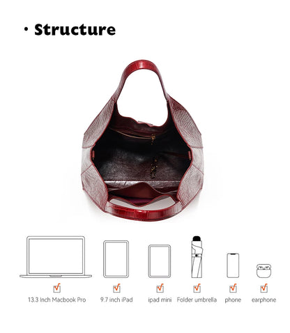 Crocodile Pattern Genuine Leather Tote – Business Commuter Style
