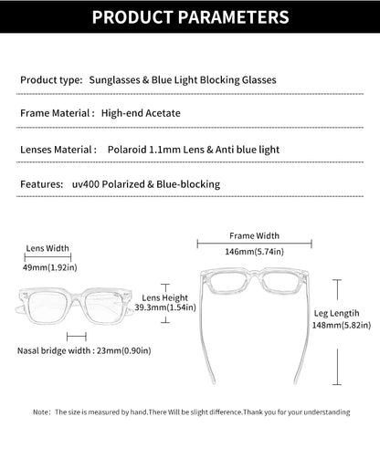 Rectangle Acetate Polarized Vacation Sunglasses