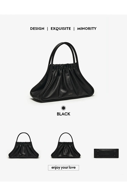 Genuine Leather Doctor Bag – Ruched Design