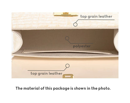 Genuine Leather Flap Shoulder Bag – Gold Lock Elegance
