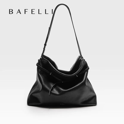 Soft Genuine Leather Underarm Tote – Compact Travel-Inspired Crossbody