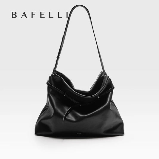 Soft Genuine Leather Underarm Tote – Compact Travel-Inspired Crossbody