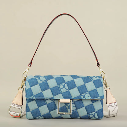 Bright Crossbody Bag – Elegant PU Satchel with Embroidery and Rivet Detail