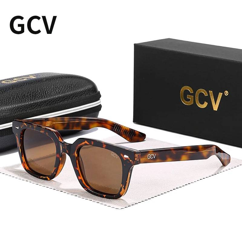 Rectangle Acetate Polarized Vacation Sunglasses