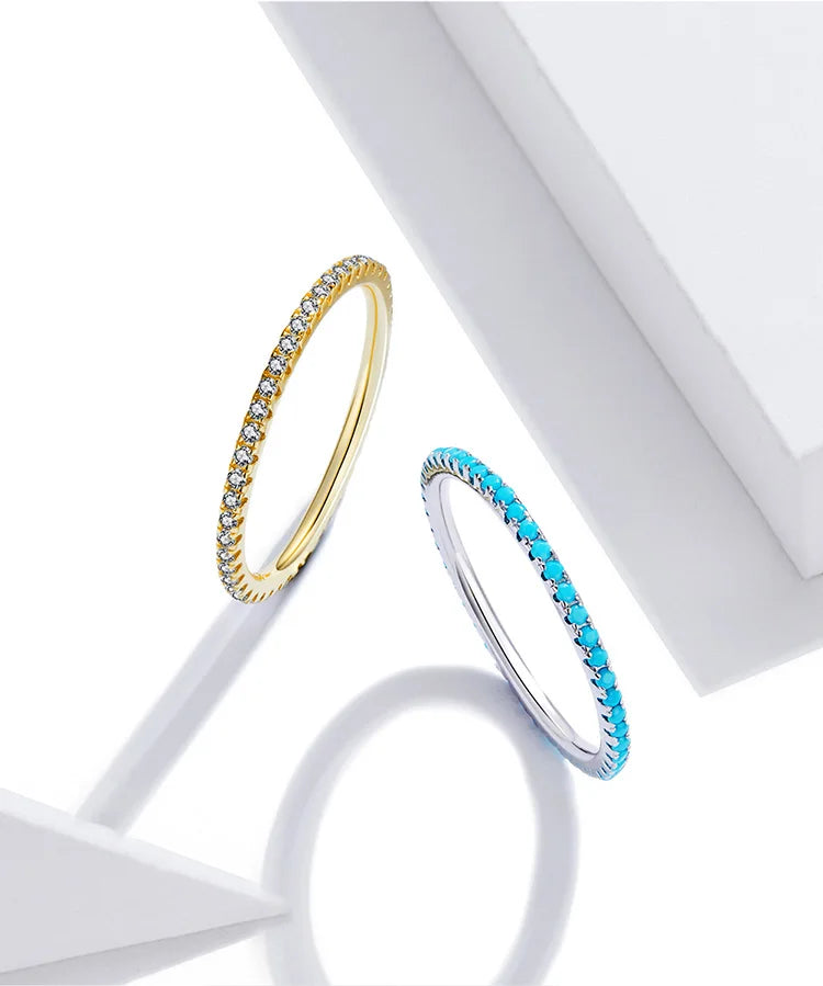 Gold Plated Zircon Stacking Ring – 925 Sterling Silver