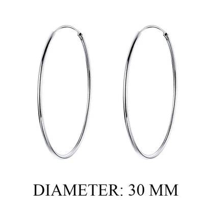 Large Round Hoop Earrings – Sterling Silver Platinum Plated
