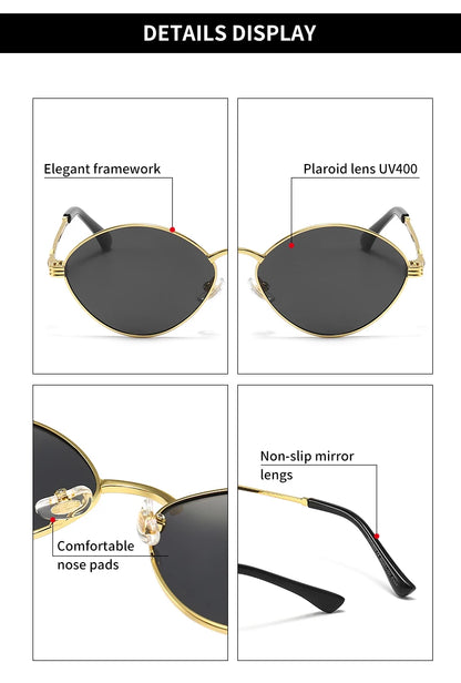 Alloy Oval Polarized Sunglasses