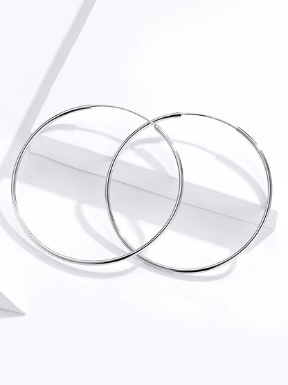 Large Round Hoop Earrings – Sterling Silver Platinum Plated