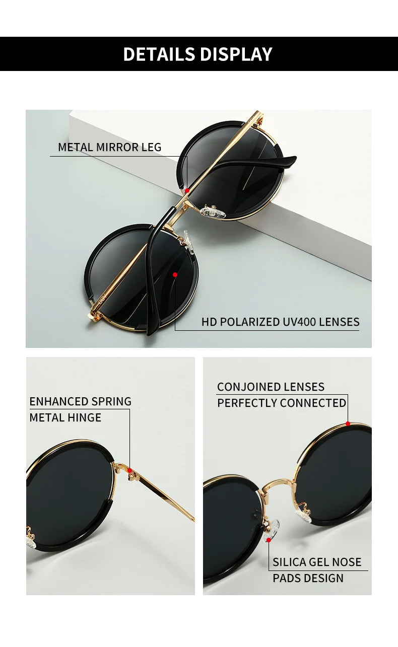 Circular Metal Polarized Party Sunglasses