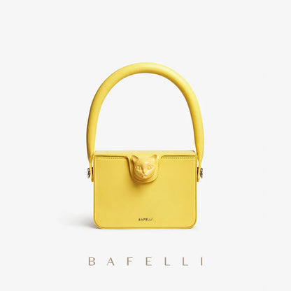 Boxy Genuine Leather Flap Bag – Cartoon Lock Design