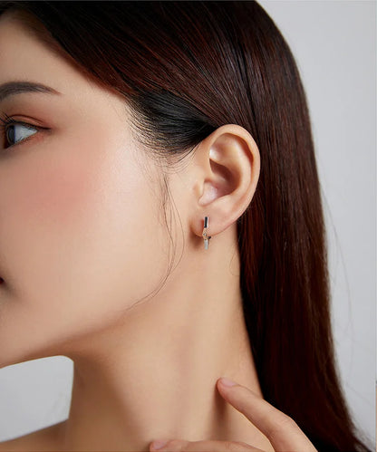 Star Hoop Earrings – Sterling Silver with Oxidized Finish