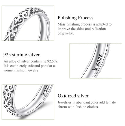 Floral Embossed Ring – 925 Sterling Silver Vintage Band