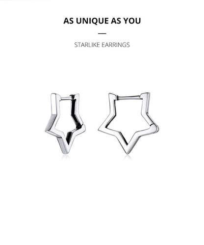 Star Hoop Earrings – Sterling Silver with Oxidized Finish