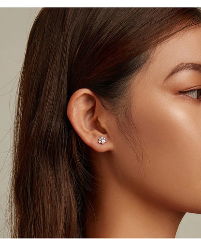 Brilliant Star and Butterfly Sterling Silver Stud Earrings