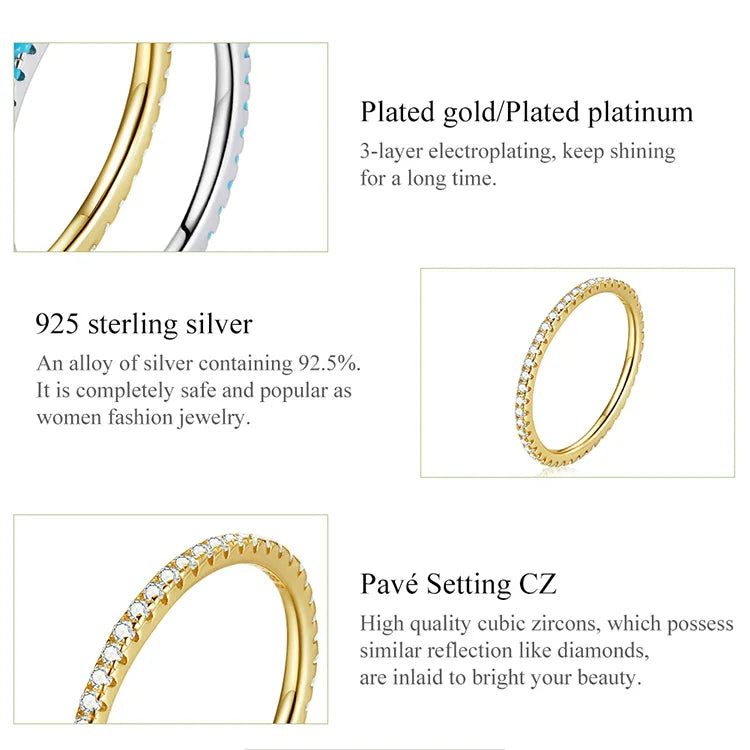 Gold Plated Zircon Stacking Ring – 925 Sterling Silver