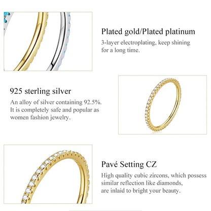 Gold Plated Zircon Stacking Ring – 925 Sterling Silver