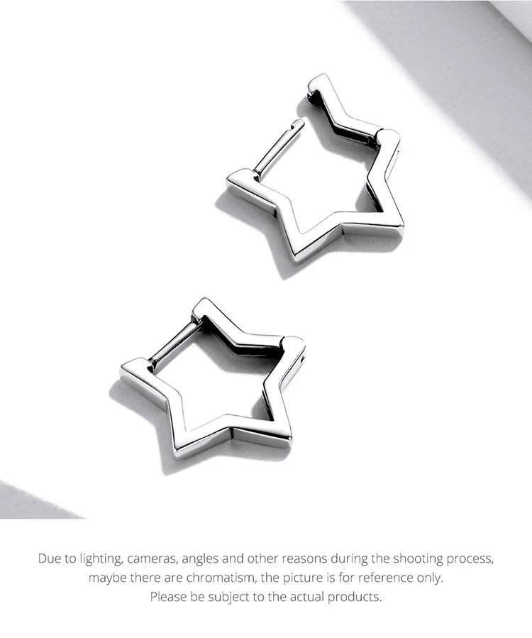 Star Hoop Earrings – Sterling Silver with Oxidized Finish