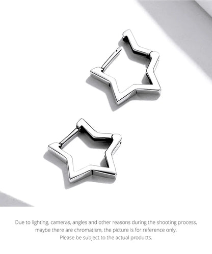 Star Hoop Earrings – Sterling Silver with Oxidized Finish